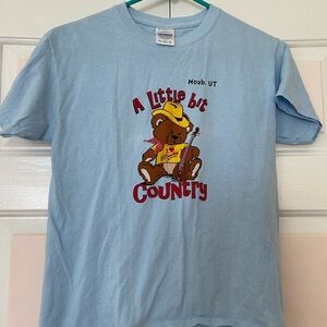 Gildan Light Blue Baby Tee Country Bear Tee